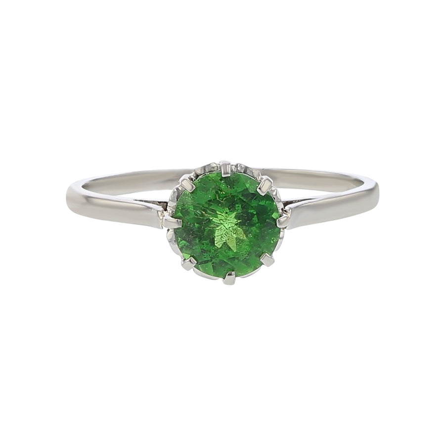 Mid-Century Platinum Tsavorite Garnet Solitaire Ring