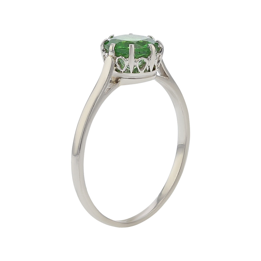 Mid-Century Platinum Tsavorite Garnet Solitaire Ring