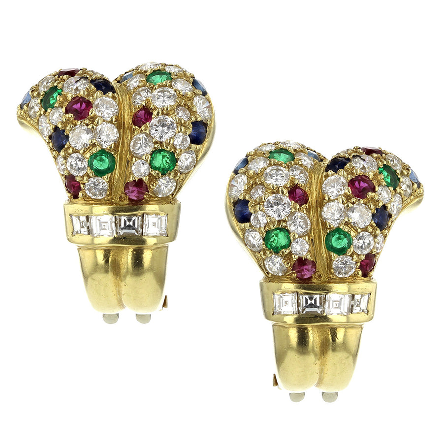 Diamond, Emerald, Ruby and Sapphire Earrings