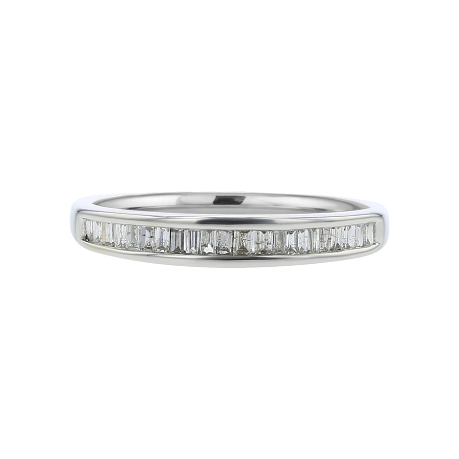 14K White Gold Baguette Diamond Wedding Band