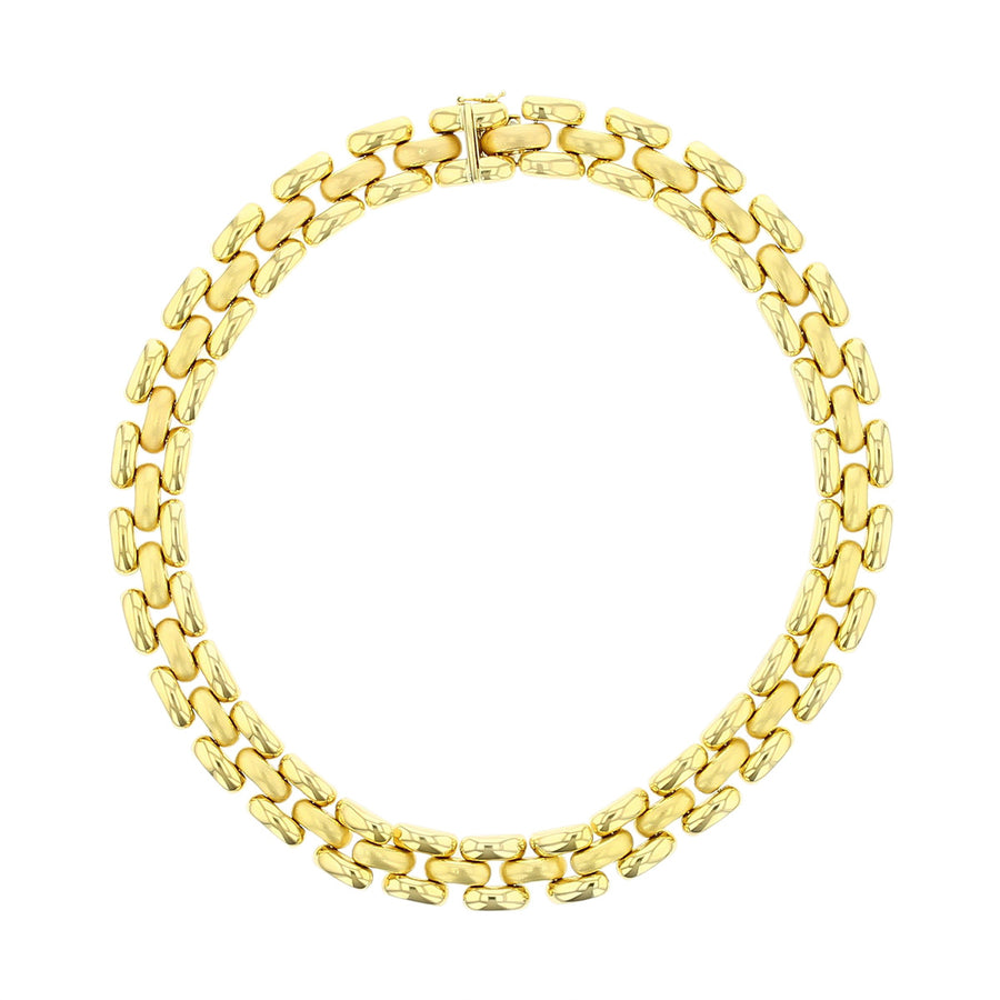18K Yellow Gold 18-Inch 3-Row Panther Necklace