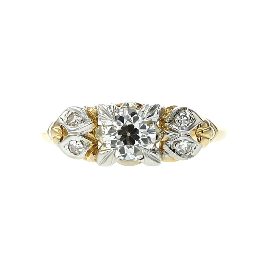 Retro 14K Two-Tone Gold Diamond Engagement Ring