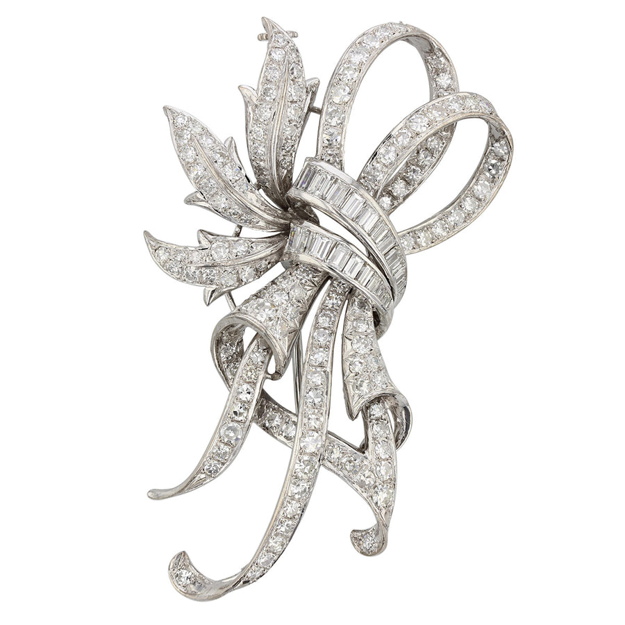 4.70 Carat Diamond 14K White Gold Spray Pin