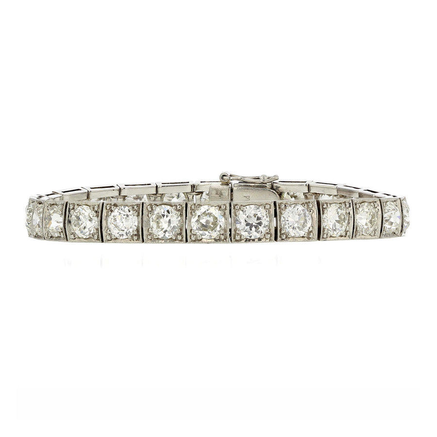Art Deco Platinum 13.44 Carat Diamond Tennis Bracelet