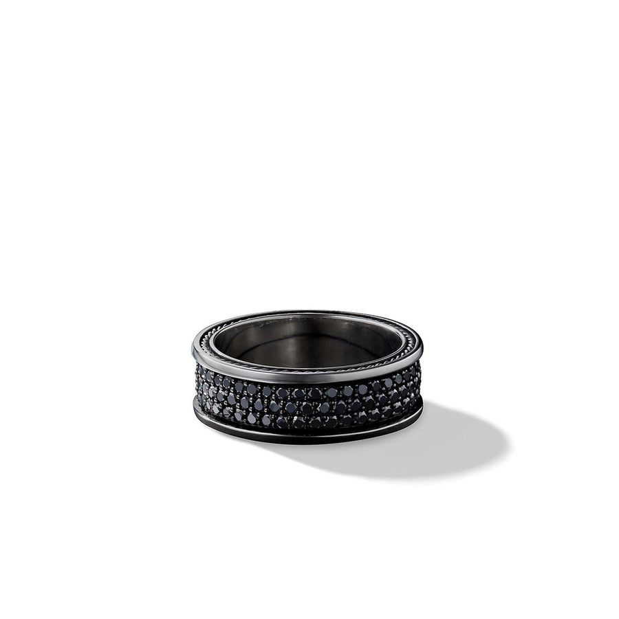 Streamline Three-Row Band Ring with Black Diamonds