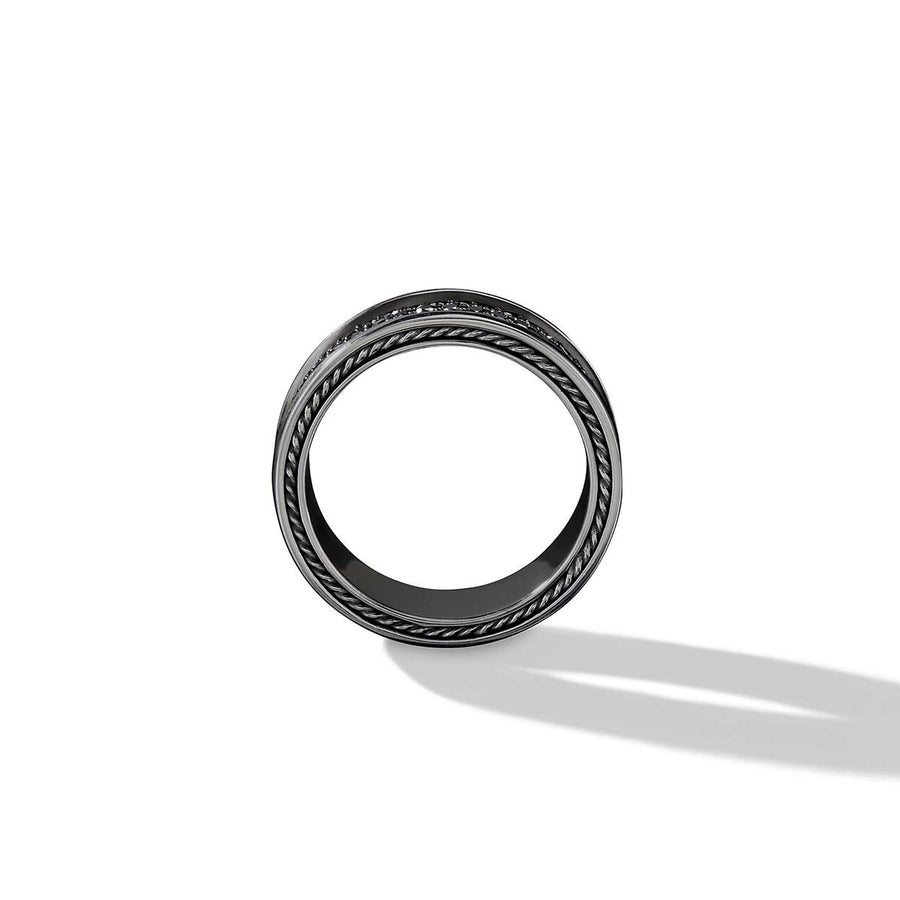 Streamline Three-Row Band Ring with Black Diamonds