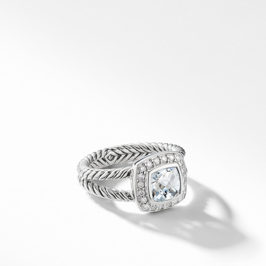 Petite Albion Ring with White Topaz and Diamonds