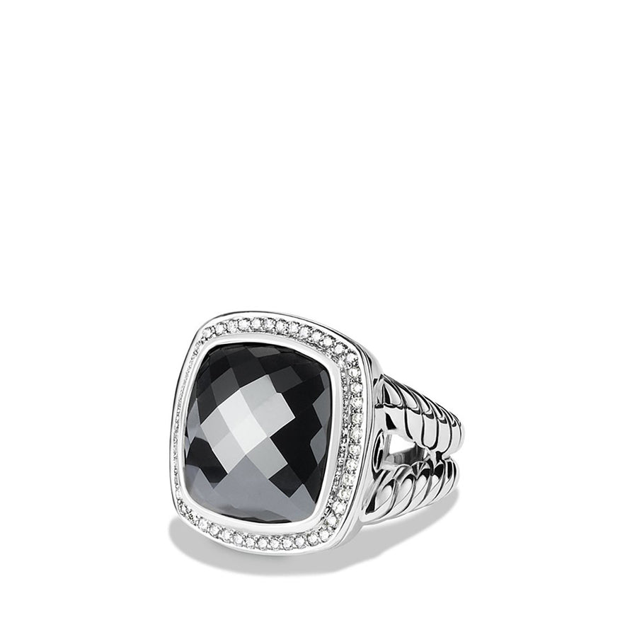 Albion Ring with Hematite and Diamonds