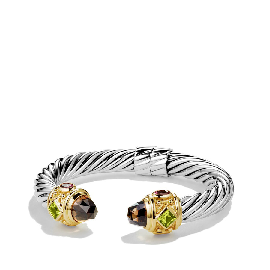 Renaissance Bracelet with Faceted Smoky Quartz and Peridot and 18K Gold