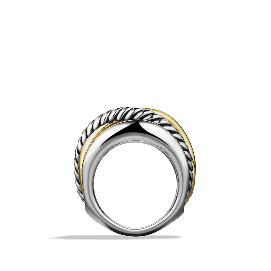 Crossover Ring in Sterling Silver with 14K Yellow Gold