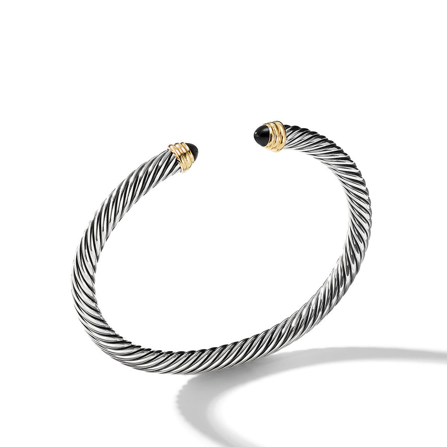 Cable Classics Bracelet in Sterling Silver with Black Onyx and 14K Yellow Gold