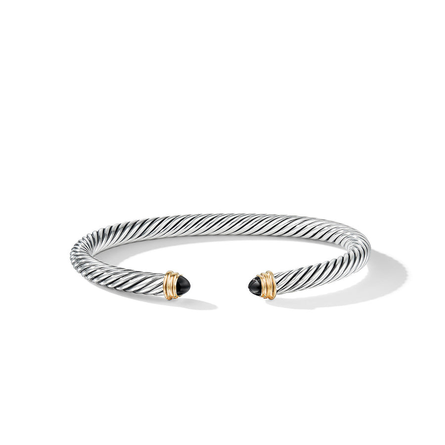 Cable Classics Bracelet in Sterling Silver with Black Onyx and 14K Yellow Gold