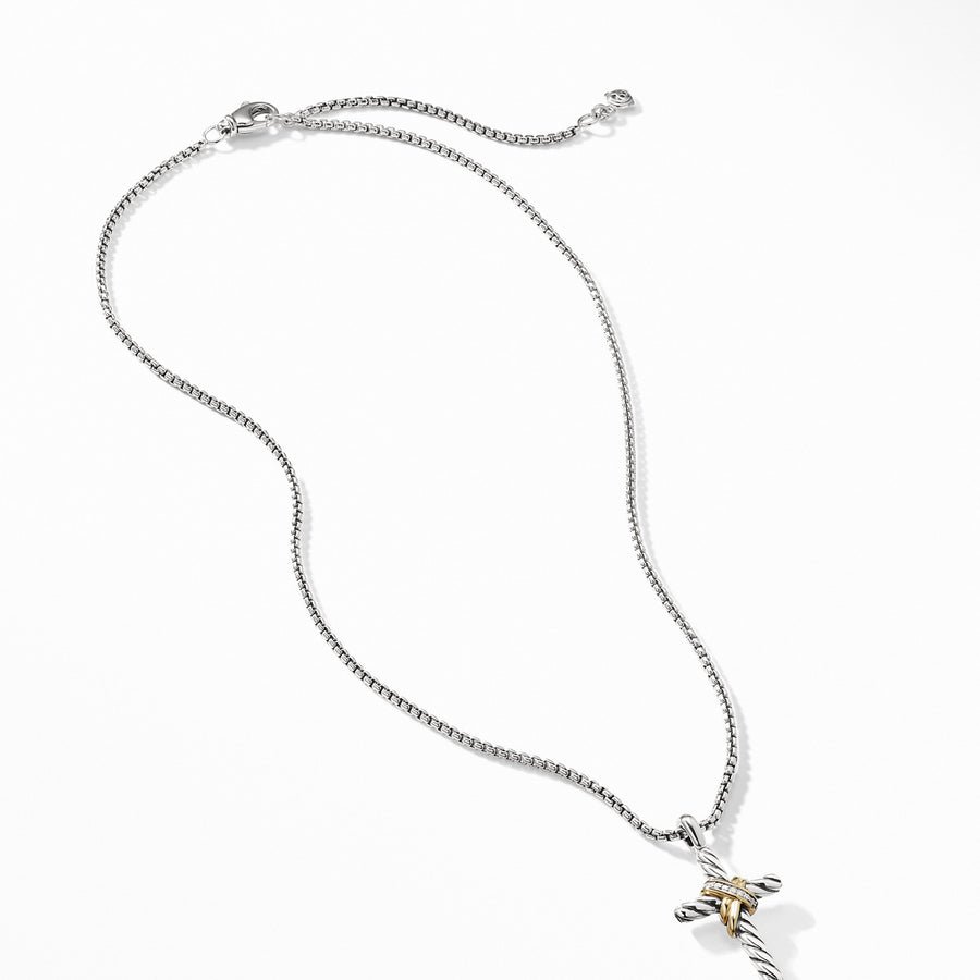 X Cross Necklace with Diamonds and Gold