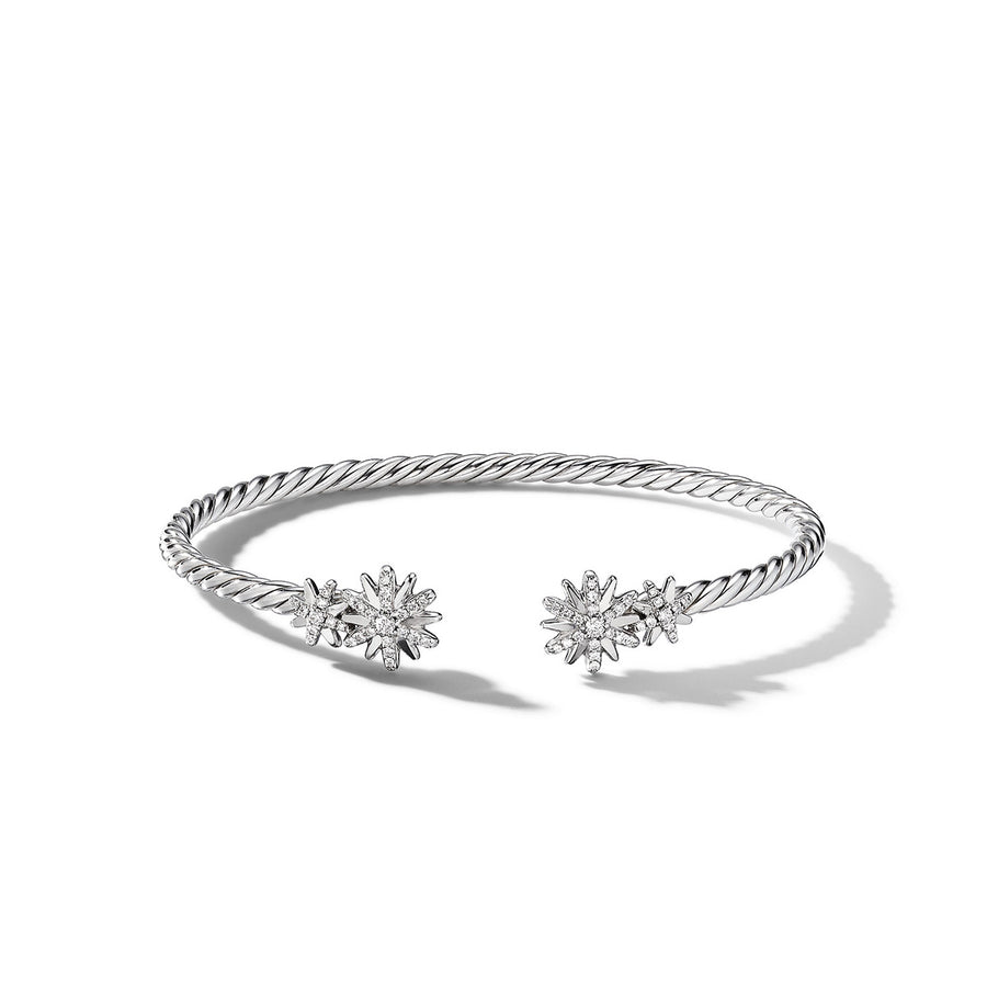 Starburst Cable Bracelet in Sterling Silver with Pave Diamonds