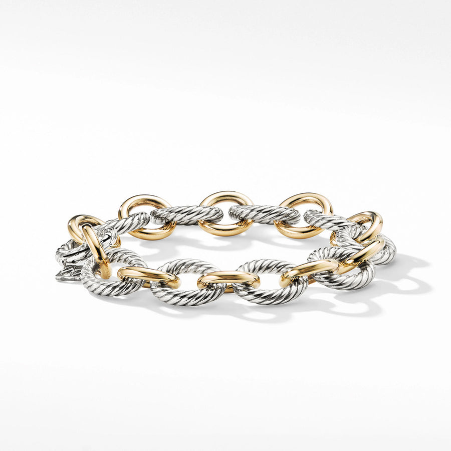 Oval Link Chain Bracelet in Sterling Silver with 18K Rose Gold