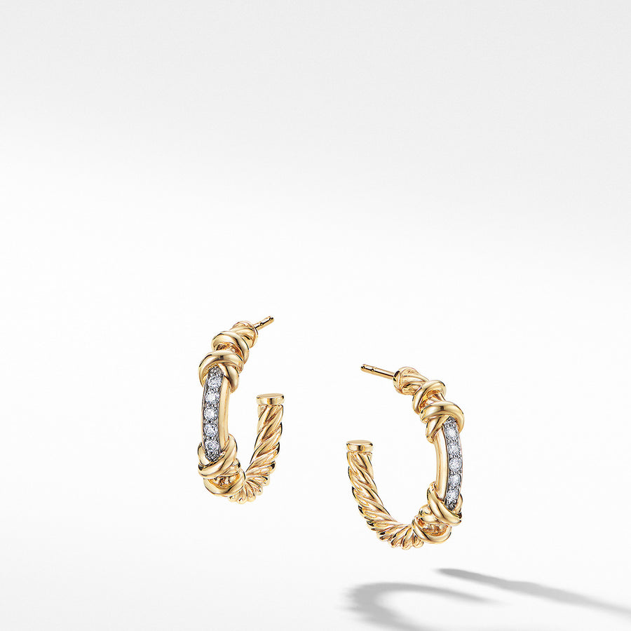 Petite Helena Wrap Hoop Earrings in 18K Yellow Gold with Pave Diamonds