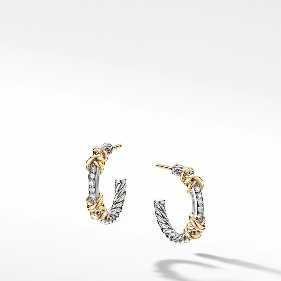 Petite Helena Hoop Earrings with 18K Yellow Gold and Diamonds