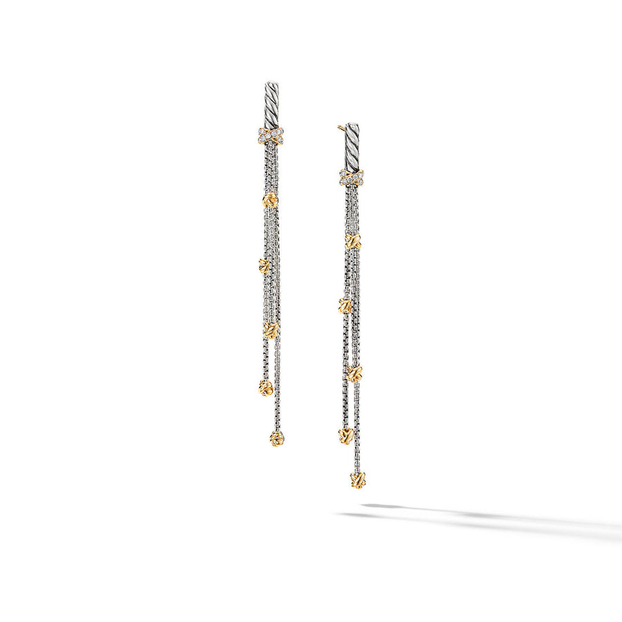 Petite Helena Chain Drop Earrings with 18K Yellow Gold and Diamonds