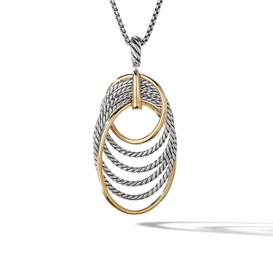 DY Origami Pendant Necklace in Sterling Silver with 18K Yellow Gold