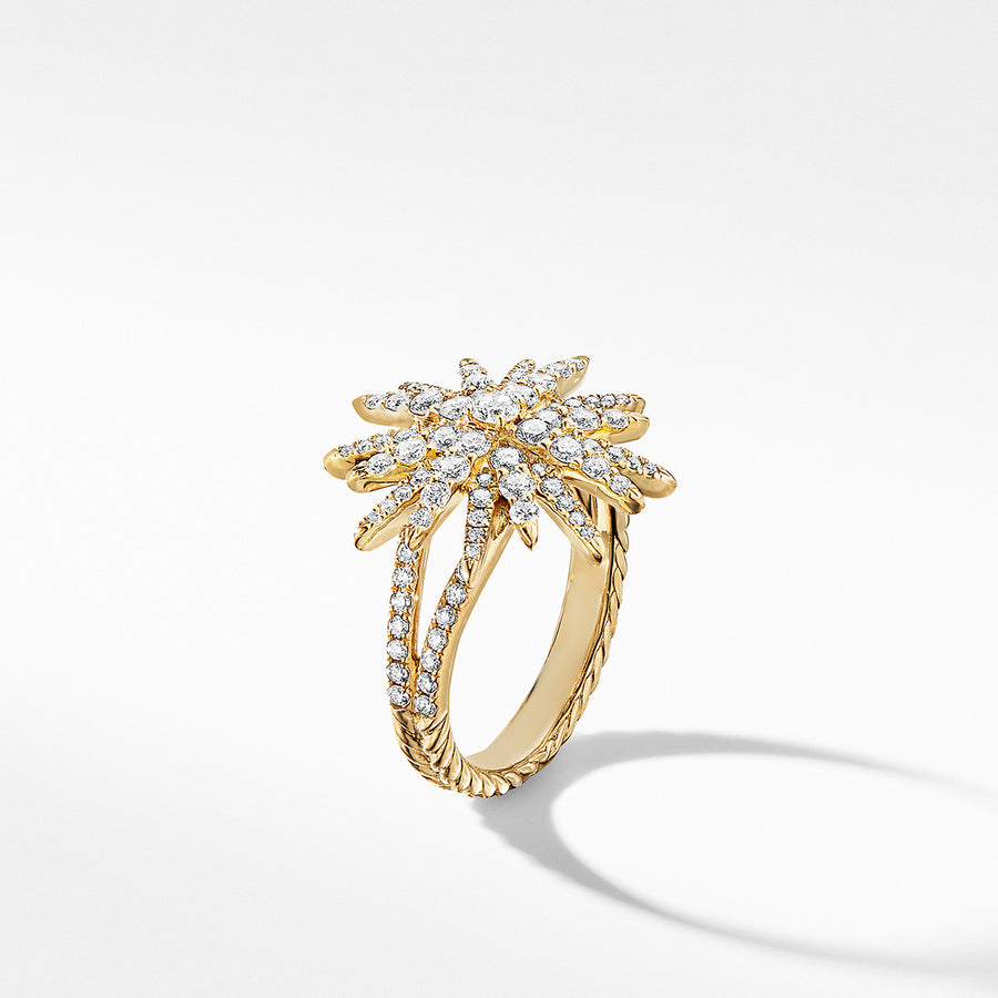 Starburst Ring in 18K Yellow Gold with Full Pave Diamonds