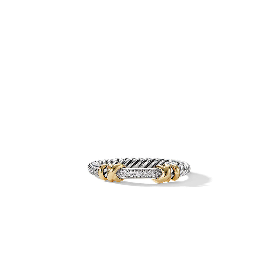 Petite Helena Wrap Band Ring in Sterling Silver with 18K Yellow Gold and Pave Diamonds