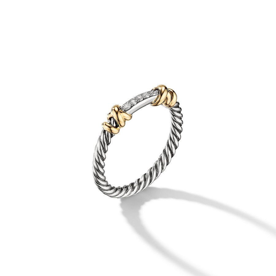 Petite Helena Wrap Band Ring in Sterling Silver with 18K Yellow Gold and Pave Diamonds