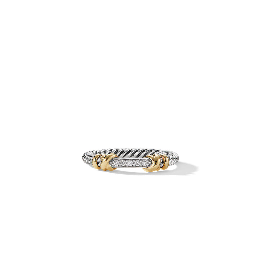 Petite Helena Wrap Band Ring in Sterling Silver with 18K Yellow Gold and Pave Diamonds