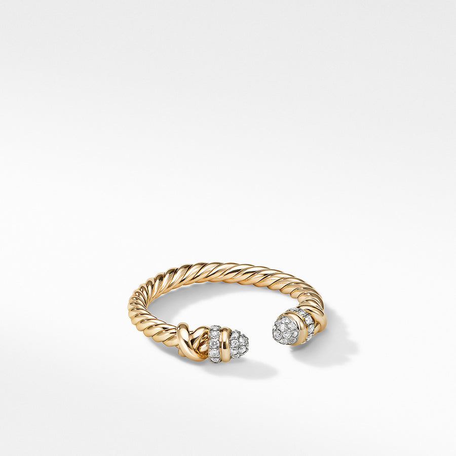 Petite Helena Open Ring in 18K Yellow Gold with Pave Diamonds