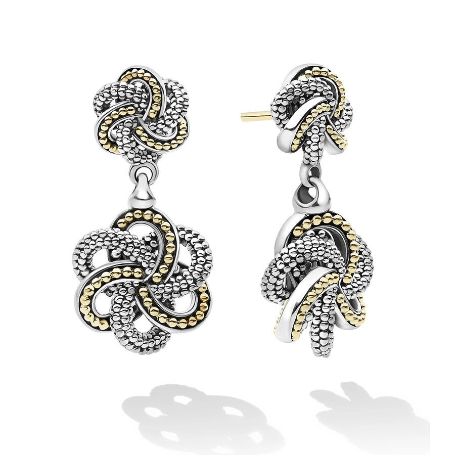Two Tone Love Knot Drop Earrings