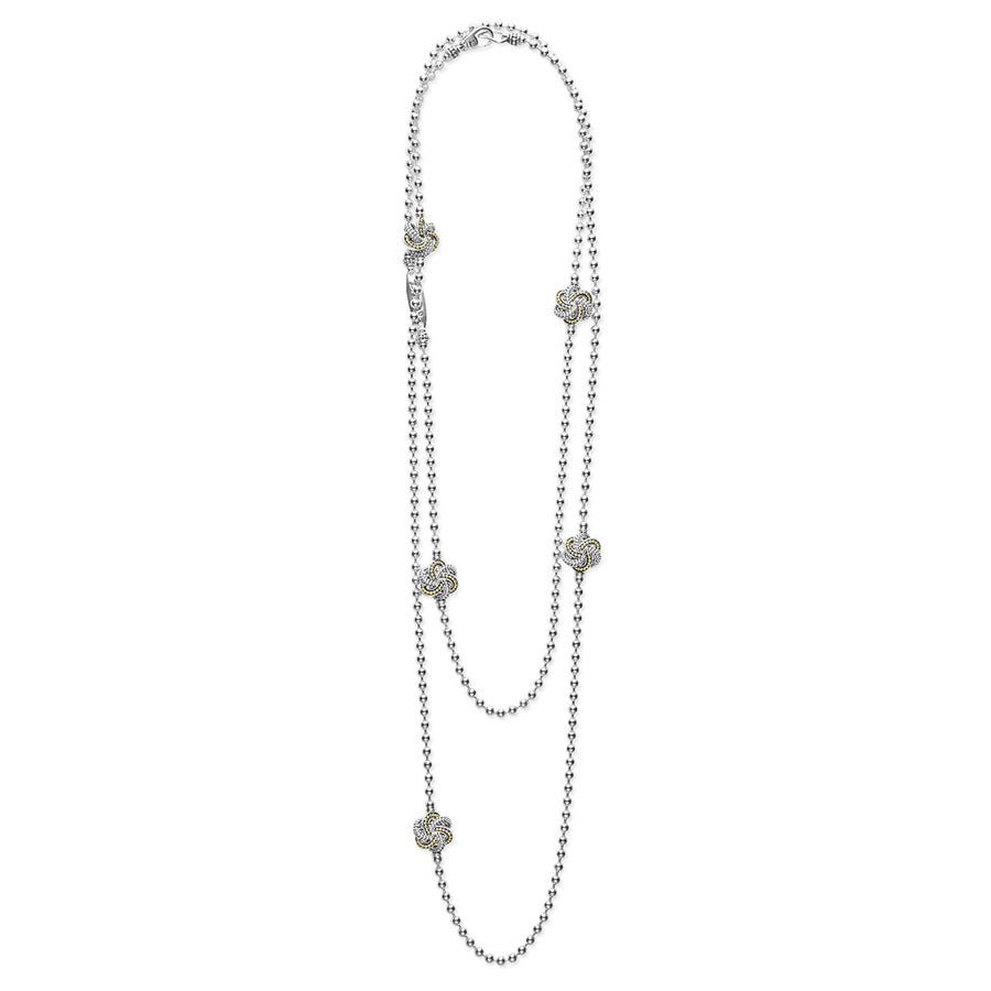 Five Station Two Tone Love Knot Necklace