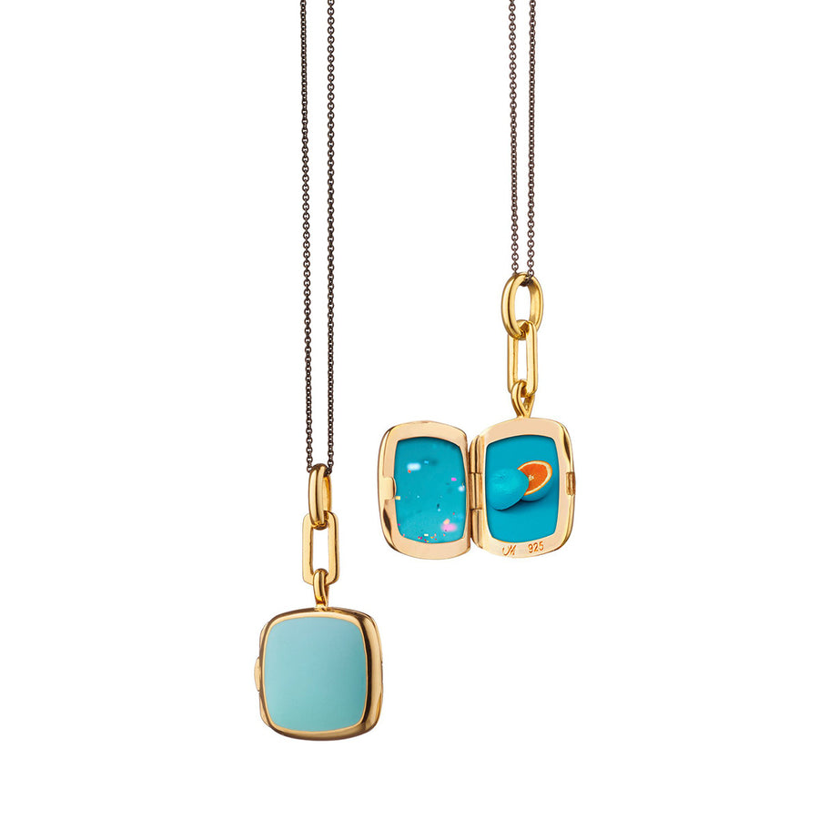 Turquoise Enamel Cushion Locket