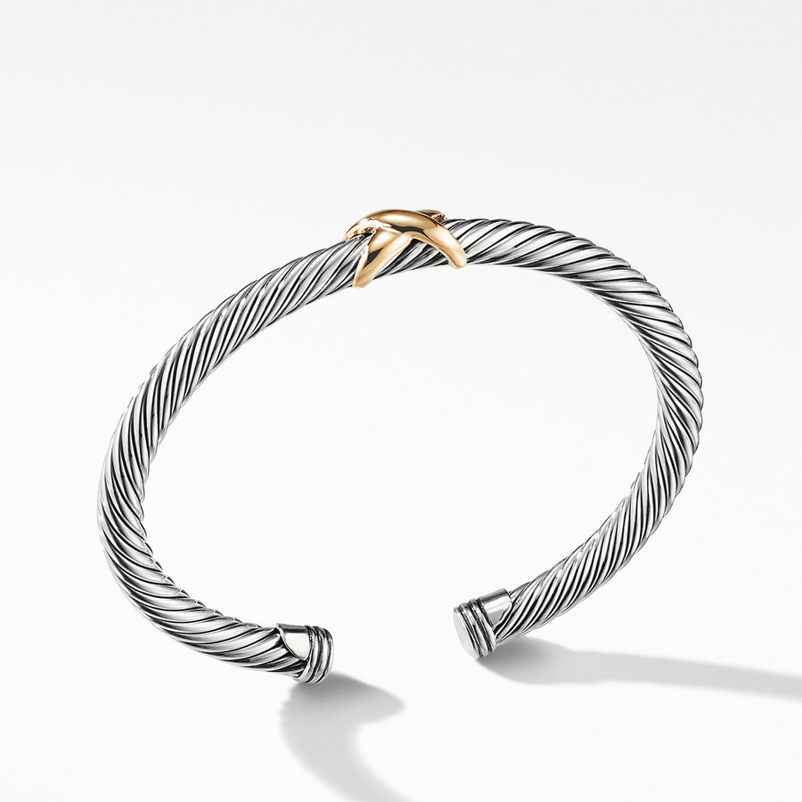 X Station Bracelet in Sterling Silver with 14K Yellow Gold