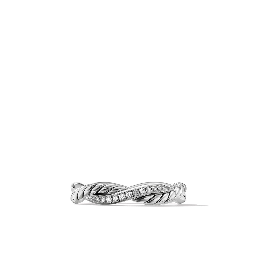 Petite Infinity Band Ring in Sterling Silver with Pave Diamonds
