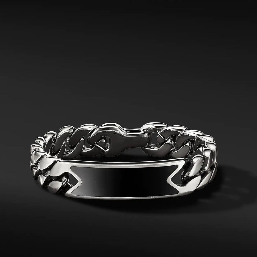 Curb Chain ID Bracelet with Black Onyx