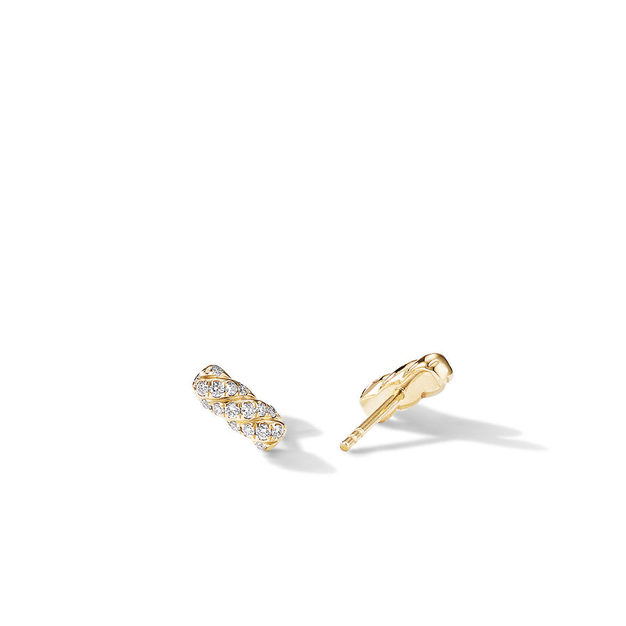 Cable Collectibles Bar Stud Earrings in 18K Yellow Gold with Pave Diamonds