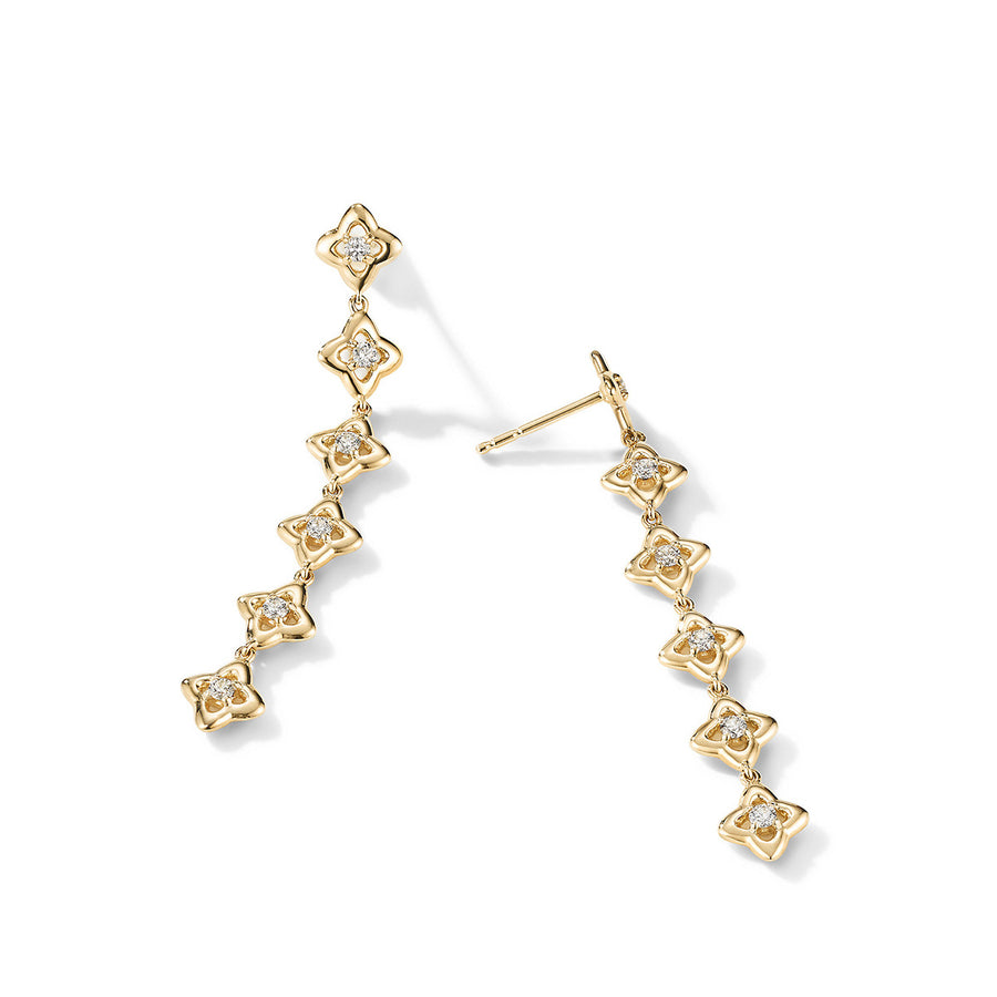 Cable Collectibles Quatrefoil Drop Earrings in 18K Yellow Gold with Diamonds