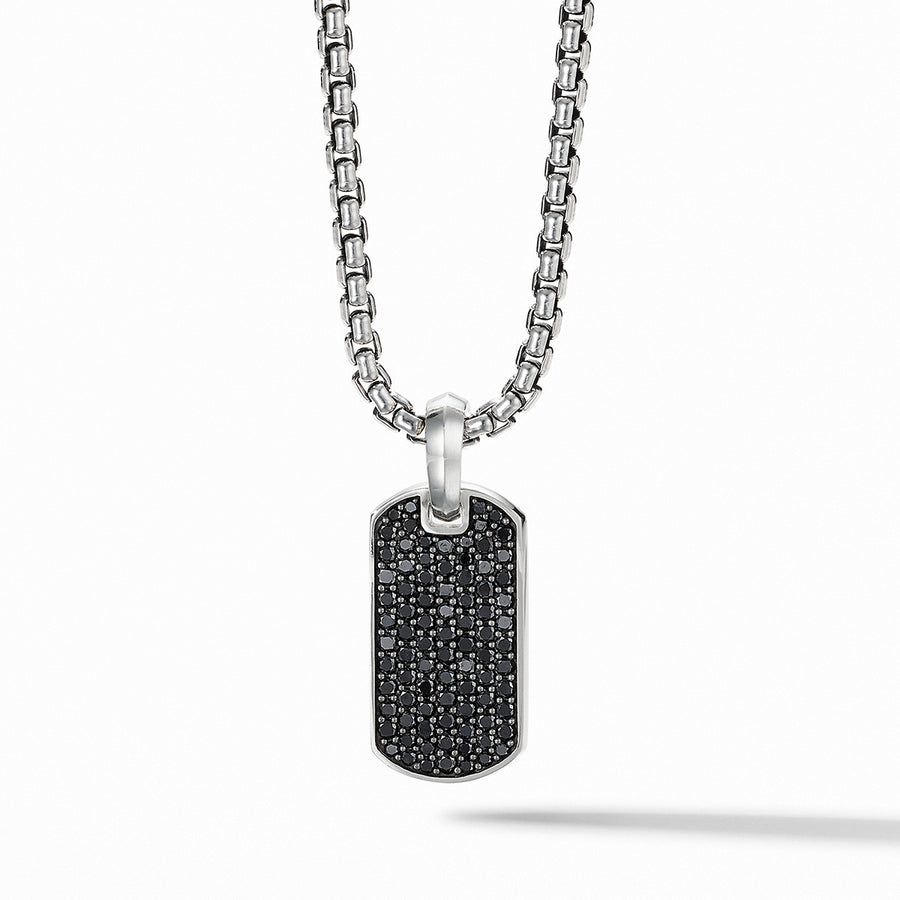Pave Tag in Sterling Silver with Black Diamonds