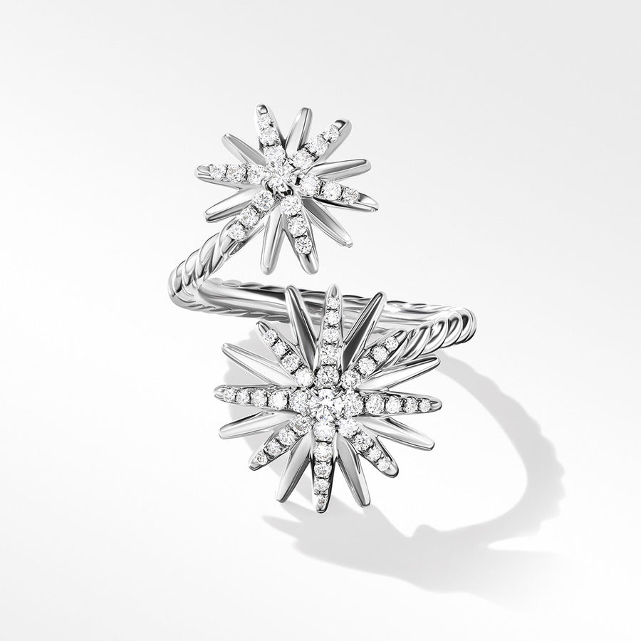Starburst Bypass Ring with Pave Diamonds