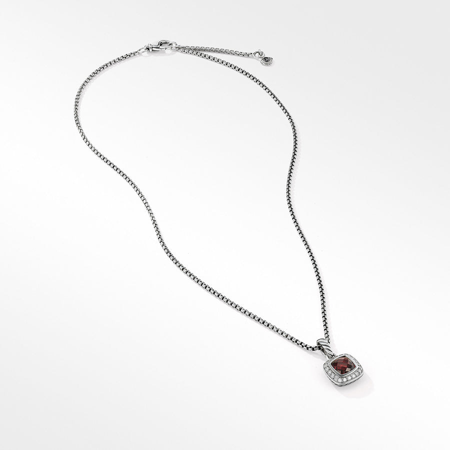 Petite Albion Pendant Necklace with Garnet and Pave Diamonds