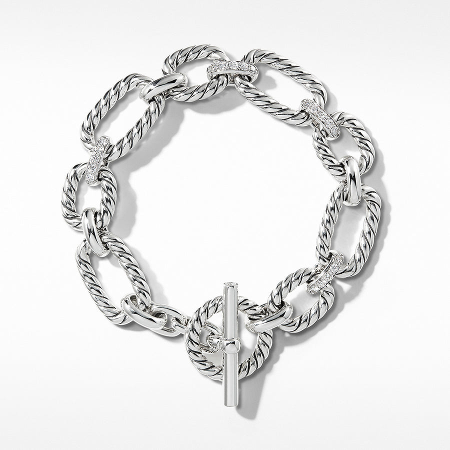 Cushion Link Bracelet with Diamonds