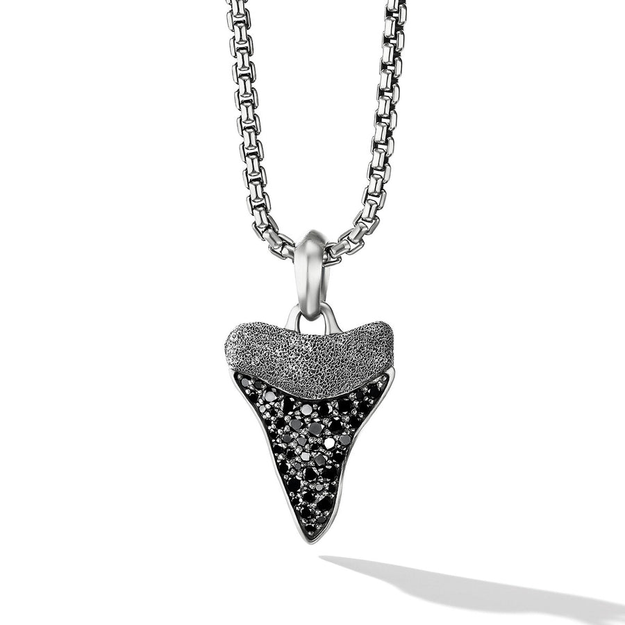 Shark Tooth Amulet with Pave Black Diamonds
