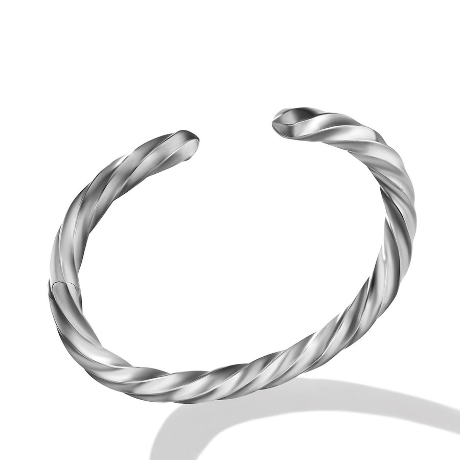 Cable Edge Cuff Bracelet in Recycled Sterling Silver