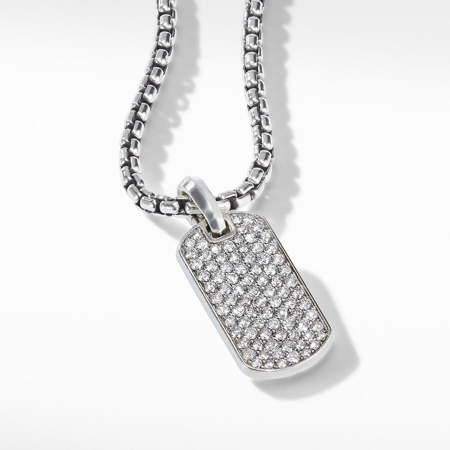 Pave Tag in Sterling Silver with Diamonds