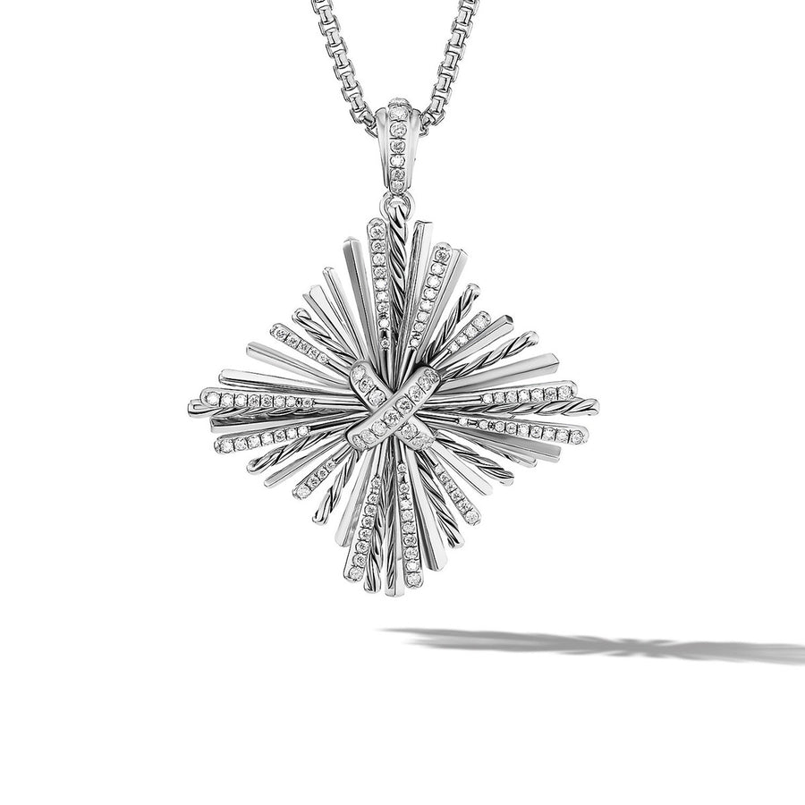 Angelika Four Point Pendant in Sterling Silver with Pave Diamonds