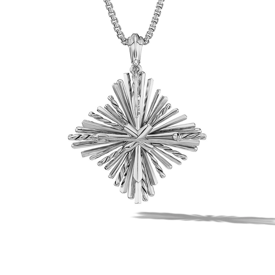Angelika Four Point Pendant in Sterling Silver with Pave Diamonds