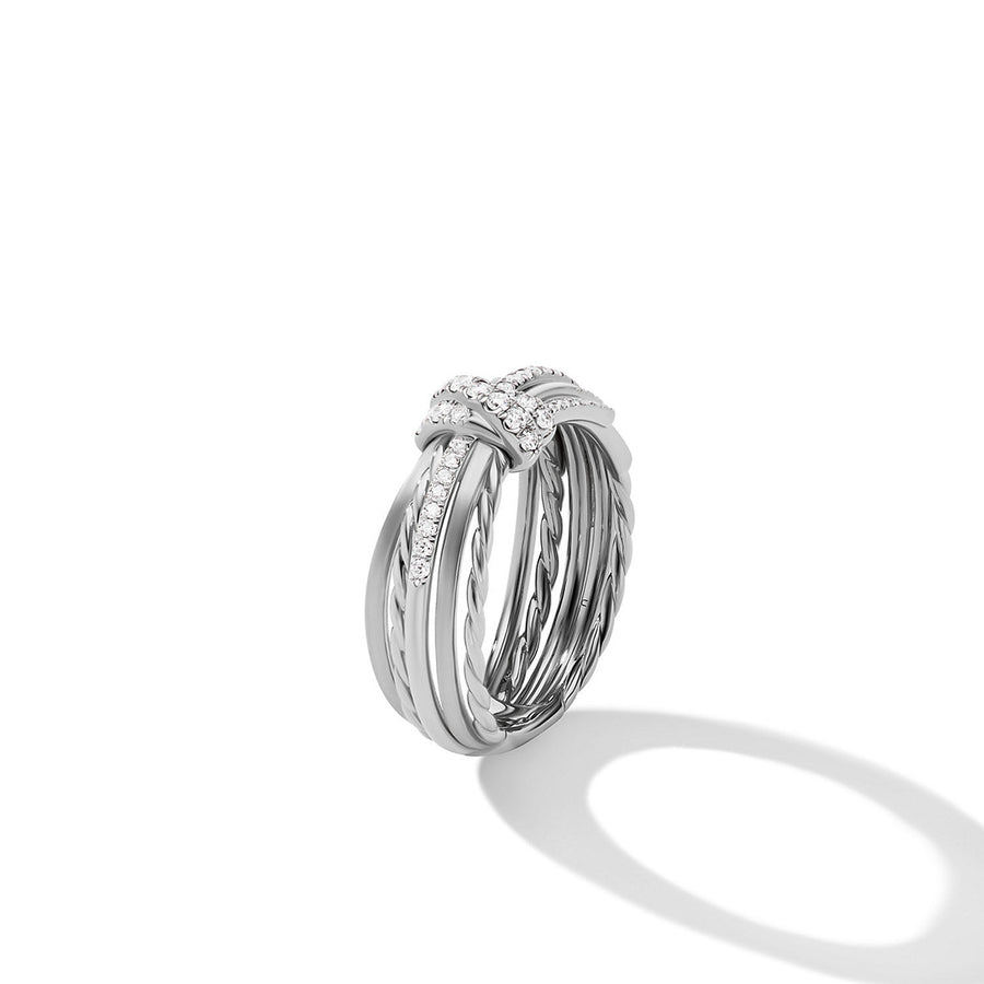 Angelika Ring in Sterling Silver with Pave Diamonds