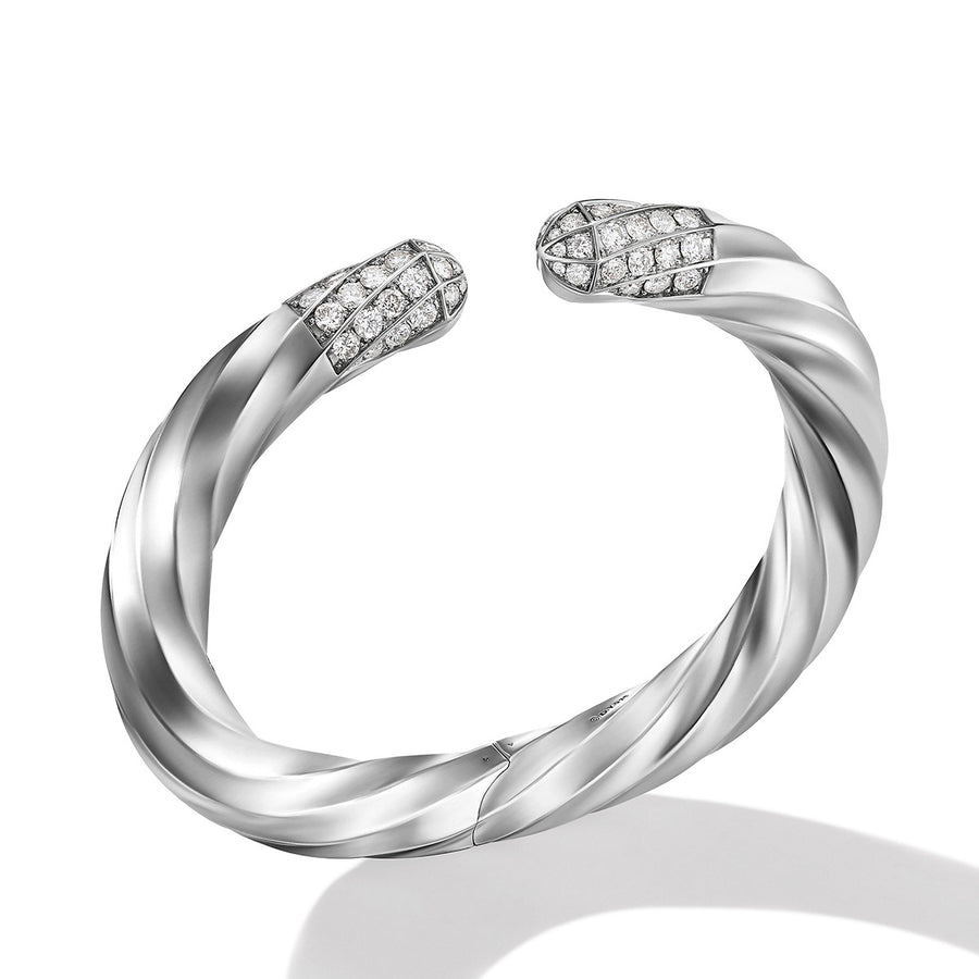 Cable Edge Bracelet in Recycled Sterling Silver with Pave Diamonds