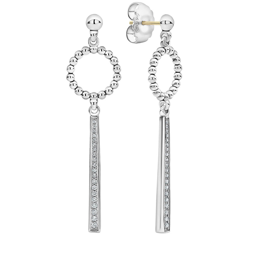 Beaded Circle Diamond Drop Earrings