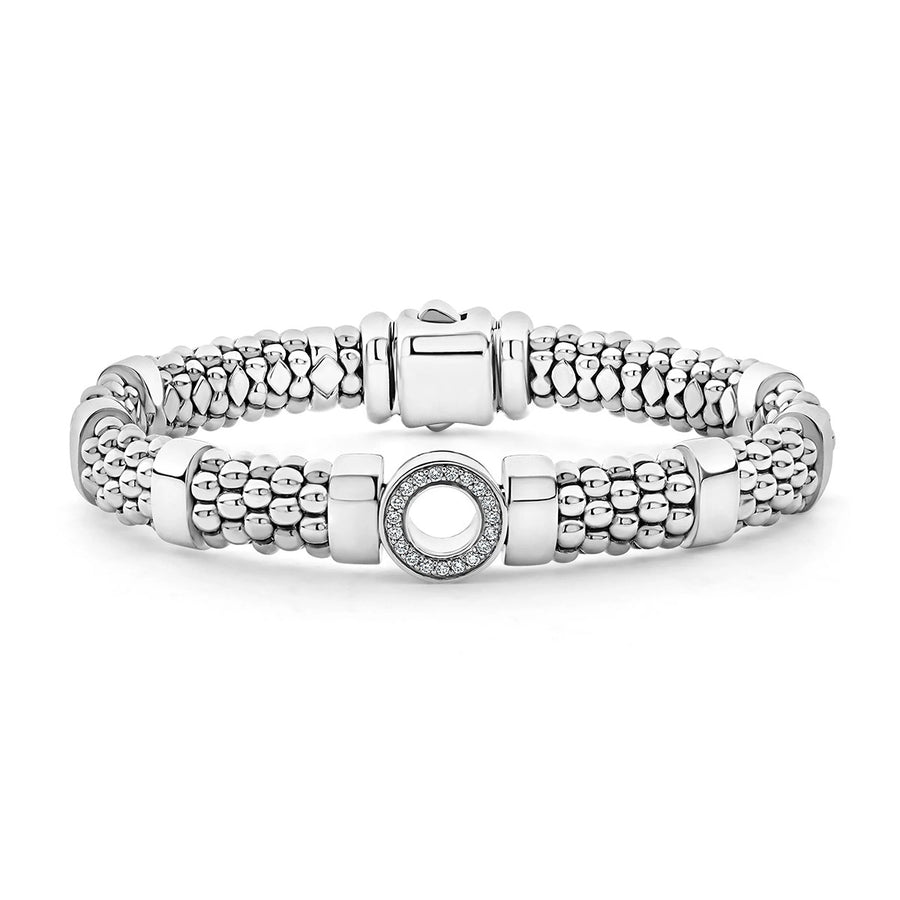 Single Station Diamond Circle Caviar Bracelet