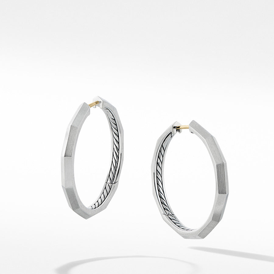 Stax Faceted Hoop Earrings in Sterling Silver